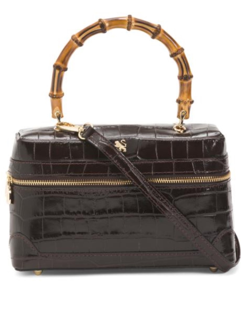 NWT PRATESI made in italy Chocolate Genuine leather crocodile vanity case Bag